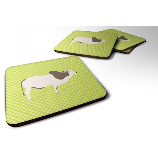 Carolines Treasures Malvi Cow Green Foam Coaster, Set of 4 - BB7656FC
