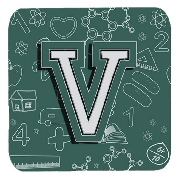 Carolines Treasures Letter V Back To School Initial Foam Coasters- Set of 4 - CJ2010-VFC