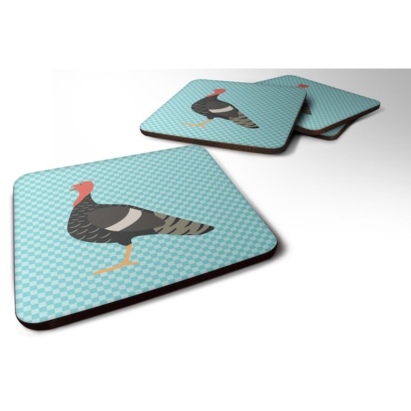 Carolines Treasures Marragansett Turkey Blue Check Foam Coaster, Set of 4 - BB8161FC