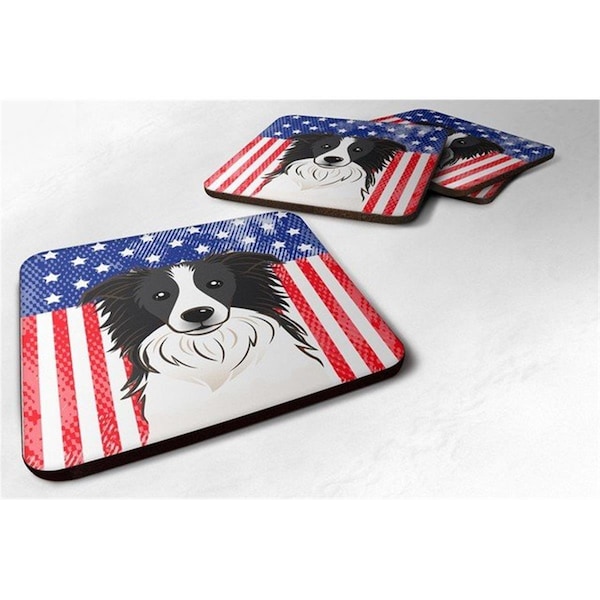Carolines Treasures American Flag and Border Collie Foam Coaster, Set of 4 - BB2171FC