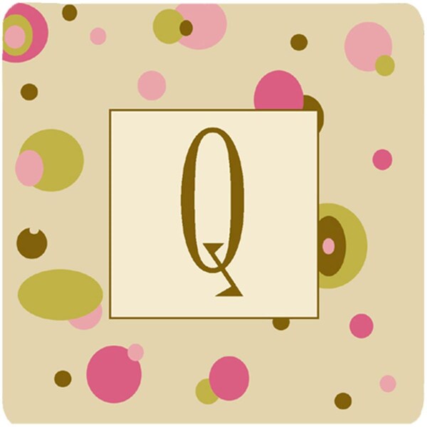 Carolines Treasures Monogram - Tan Dots Foam Coasters Initial Letter Q- Set of 4 - CJ1004-QFC