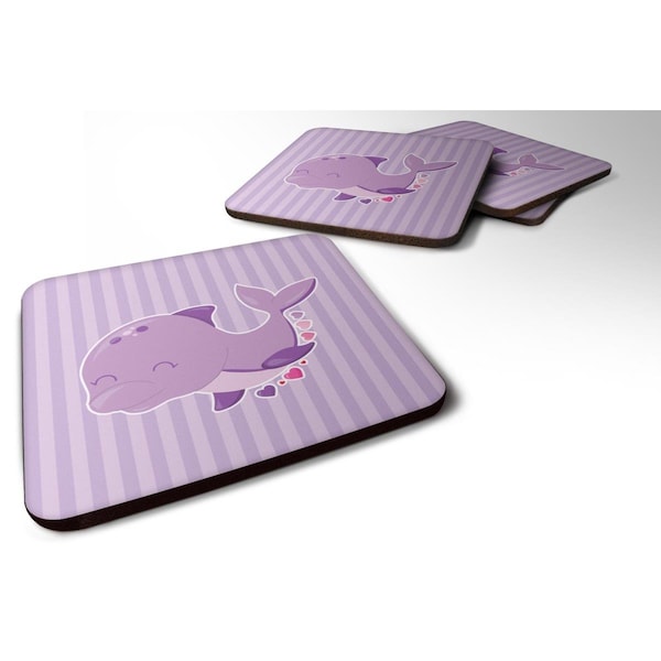 Carolines Treasures Purple Dolphin Foam Coasters - Set of 4 - BB7132FC