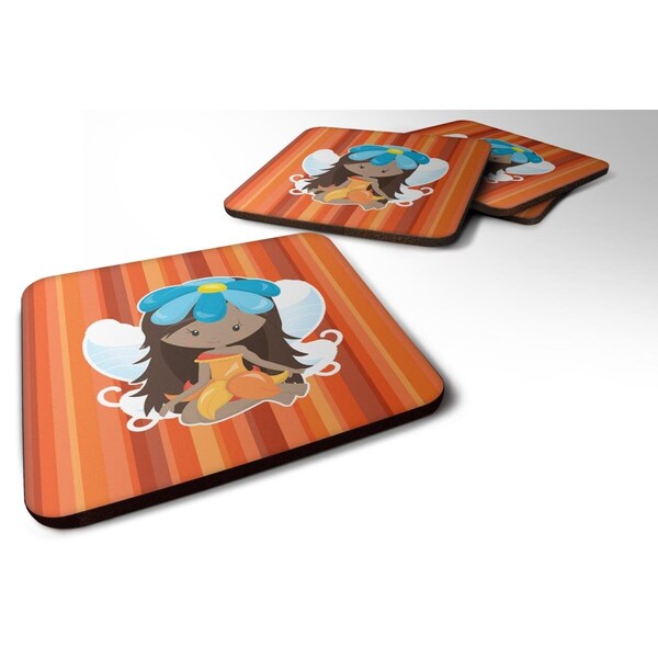 Carolines Treasures Fairy Orange Stripes Foam Coasters - Set of 4 - BB6915FC