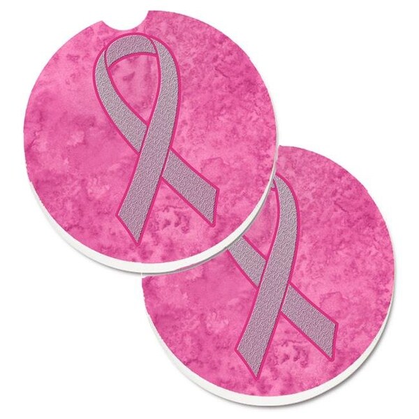 Carolines Treasures Carolines Treasures AN1205CARC Pink Ribbon for Breast Cancer Awareness Set of 2 Cup Holder Car Coaster - AN1205CARC