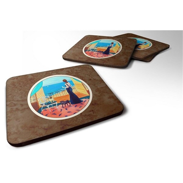 Carolines Treasures Lady with Her Pug Foam Coaster, 3.5 x 0.25 x 3.5 in. - Set of 4 - 7133FC