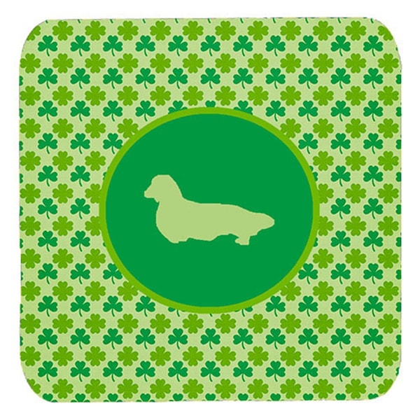 Carolines Treasures Dachshund Longhair Lucky Shamrock Foam Coasters- Set of 4 - SDK1132-C-FC