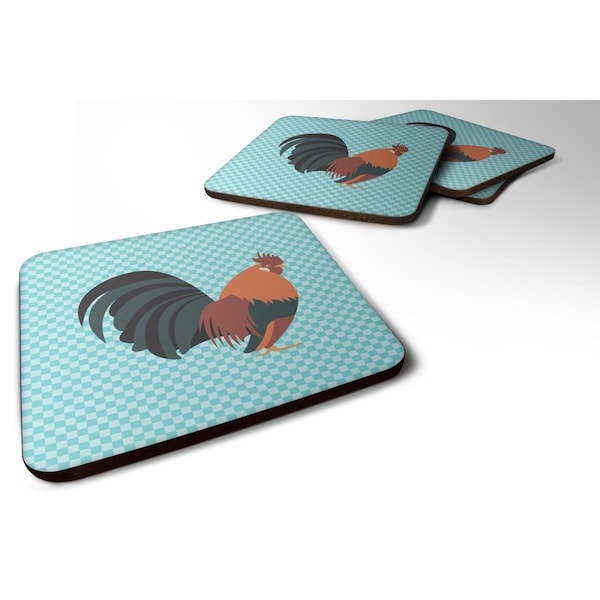 Carolines Treasures Dutch Bantam Chicken Blue Check Foam Coaster, Set of 4 - BB8010FC