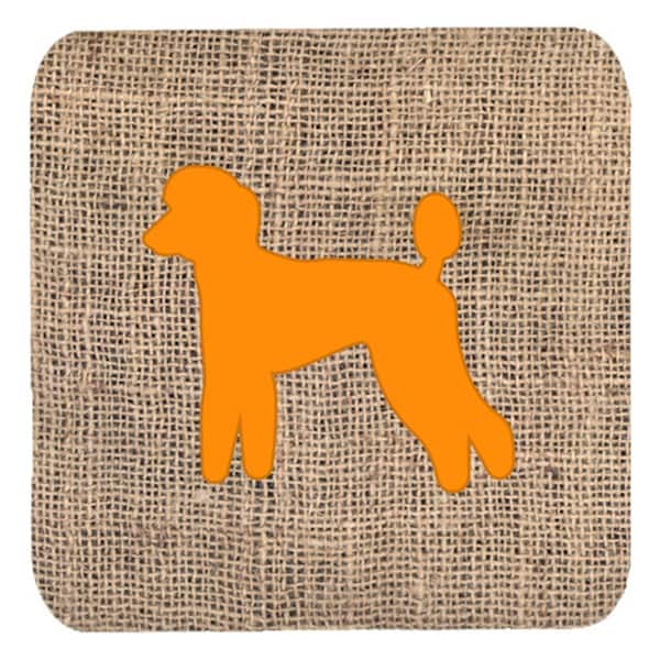 Carolines Treasures Poodle Burlap And Orange Foam Coasters- Set of 4 - BB1114-BL-OR-FC