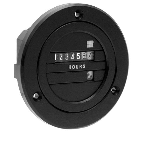 Trumeter 7D Contador de horas electromecánico con montaje cuadrado sin reinicio a 10-28VDC - 731-0100