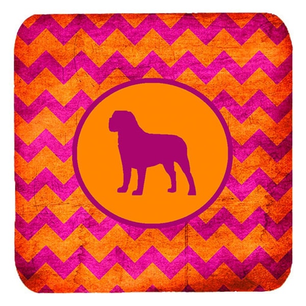 Carolines Treasures Mastiff Chevron Pink And Orange Foam Coasters- Set of 4 - SDK1083-B-FC