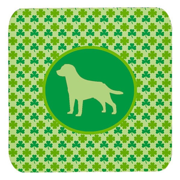 Carolines Treasures Labrador Lucky Shamrock Foam Coasters- Set of 4 - SDK1043-C-FC