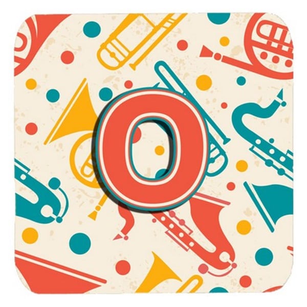 Carolines Treasures Letter O Retro Teal Orange Musical Instruments Initial Foam Coasters, 4PK - CJ2001-OFC