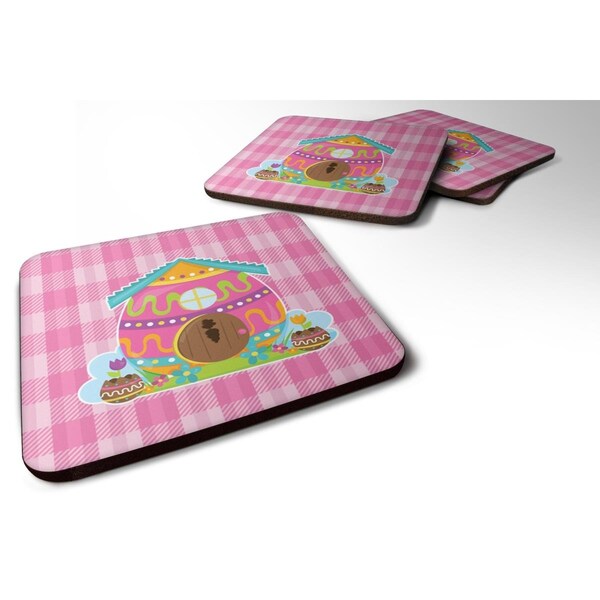 Carolines Treasures Easter Rabbits House Foam Coasters - Set of 4 - BB6899FC