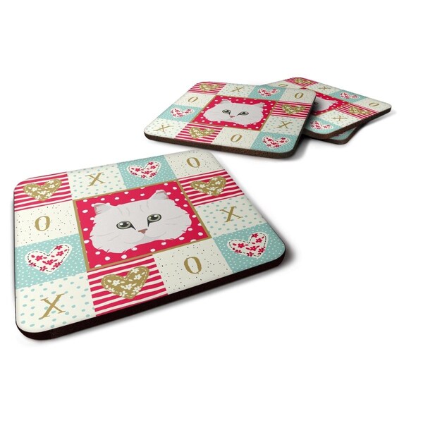 Carolines Treasures 3.5 x 3.5 in. Chinchilla Persian Longhair Cat Love Foam Coaster, 4PK - CK5103FC