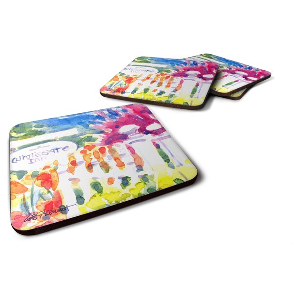Carolines Treasures Whitegate Inn Fence Houses Foam Coasters - Set Of 4- 3.5 x 3.5 In. - 6124FC