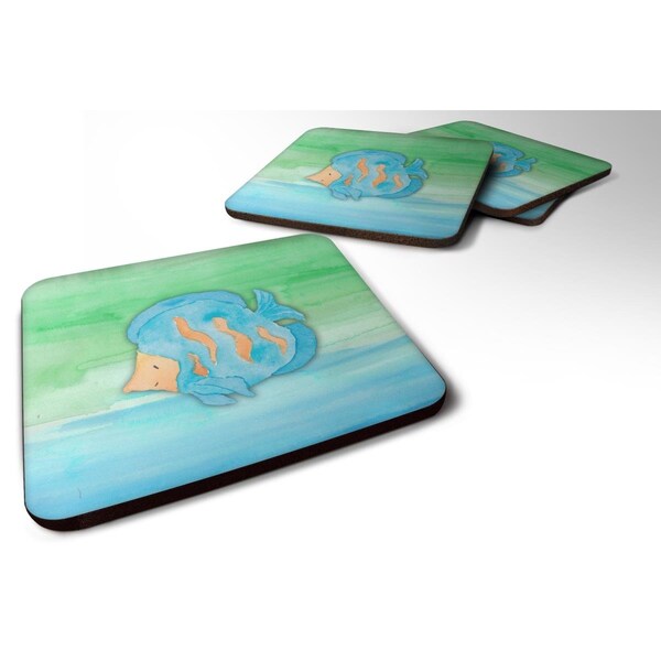Carolines Treasures Blue Fish Watercolor Foam Coasters - Set of 4 - BB7419FC