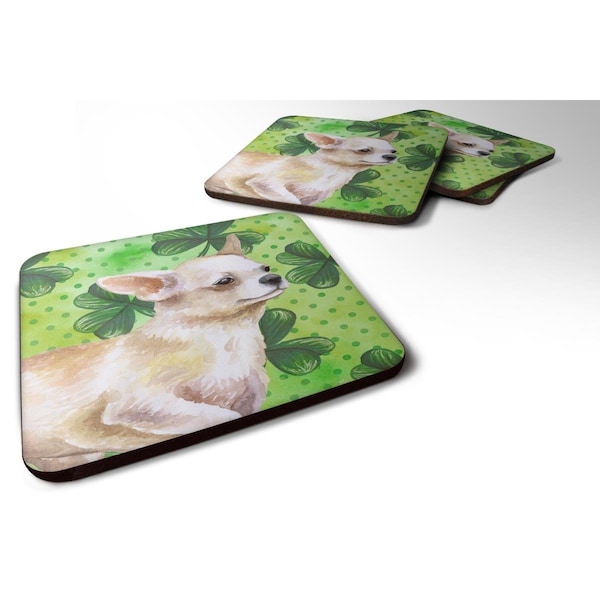 Carolines Treasures Chihuahua Leg Up St.Patricks Foam Coaster, 3.5 x 3.5 in. - Set of 4 - BB9871FC