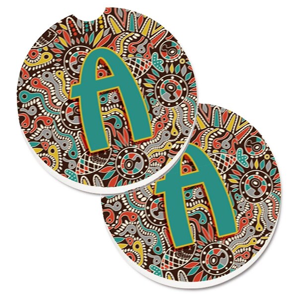 Carolines Treasures Letter A Retro Tribal Alphabet Initial Cup Holder Car Coaster, 2PK - CJ2013-ACARC