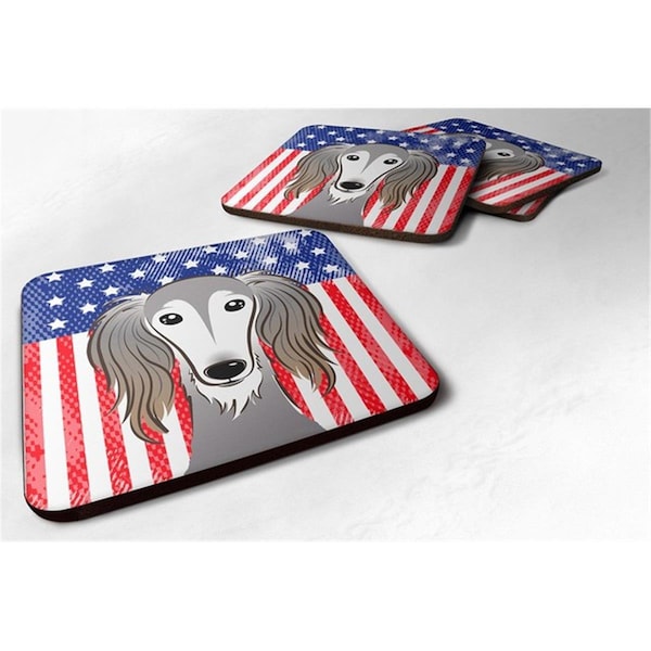 Carolines Treasures American Flag and Saluki Foam Coaster, Set of 4 - BB2159FC