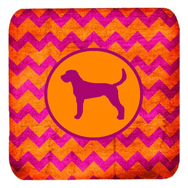 Carolines Treasures American Foxhound Chevron Pink And Orange Foam Coasters, 3.5 x 3.5 in., 4PK - SDK1006-B-FC