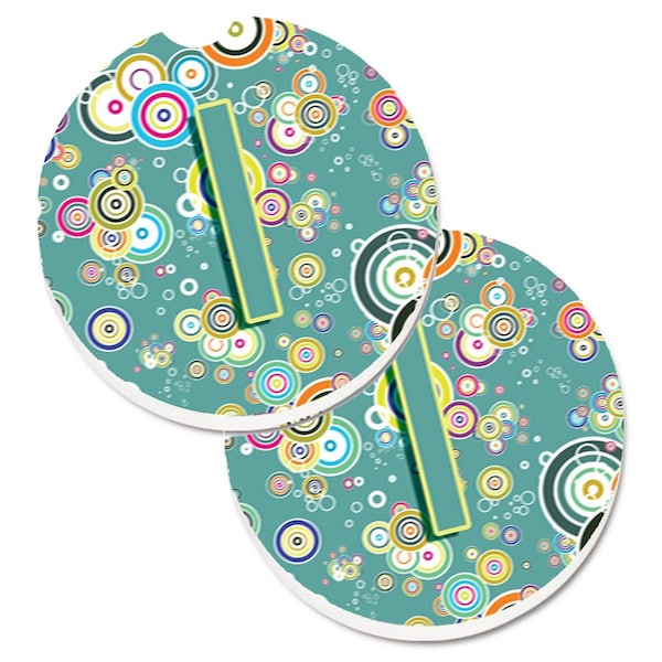 Carolines Treasures Letter I Circle Circle Teal Initial Alphabet Cup Holder Car Coaster, 2PK - CJ2015-ICARC