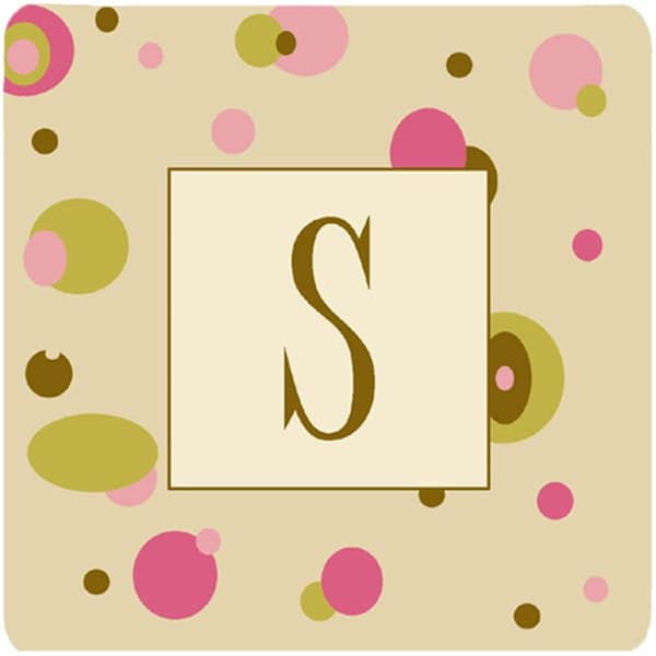 Carolines Treasures Monogram - Tan Dots Foam Coasters- Initial Letter S- 3.5 x 3.5 In., 4PK - CJ1004-SFC