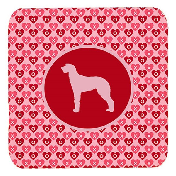 Carolines Treasures Scottish Deerhound Valentine Hearts Foam Coasters, 3.5 x 3.5 in., 4PK - SDK1071-A-FC