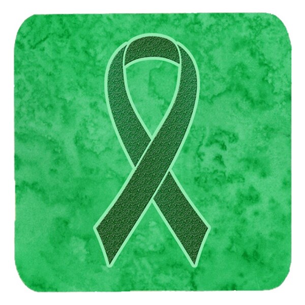Carolines Treasures 3.5 x 3.5 In. Kelly Green Ribbon for Kidney Cancer Awareness Foam Coasters, 4PK - AN1220FC