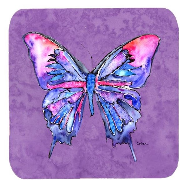 Carolines Treasures Carolines Treasures 8860FC Butterfly On Purple Foam Coasters; Set Of 4 - 8860FC