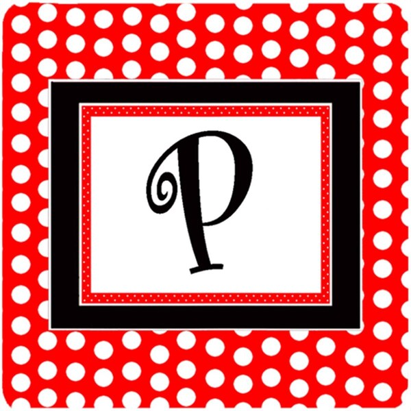 Carolines Treasures Monogram - Red Black Polka Dots Foam Coasters Initial Letter P, 4PK - CJ1012-PFC