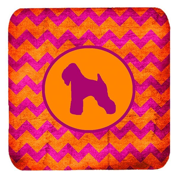Carolines Treasures Wheaten Terrier Soft Coated Chevron Pink And Orange Foam Coasters, 4PK - SDK1066-B-FC