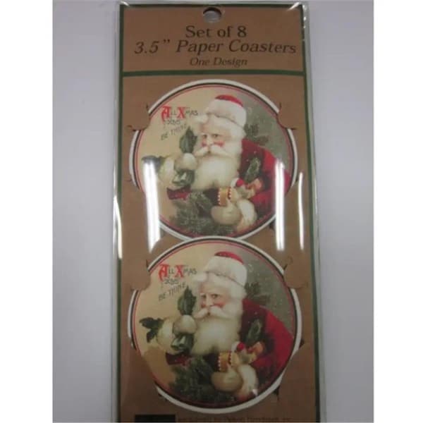 Peking Handicraft 3.5 in. Joy Santa 1 Design Paper Coasters, 8 Piece, 4PK - 88DVM33CO