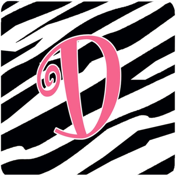 Carolines Treasures Monogram - Zebra Stripe And Pink Foam Coasters, Initial Letter D, 4PK - CJ1037-DFC