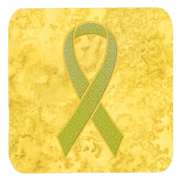 Carolines Treasures 3.5 x 3.5 In. Yellow Ribbon for Sarcoma- Bone or Bladder Cancer Awareness Foam Coasters, 4PK - AN1203FC