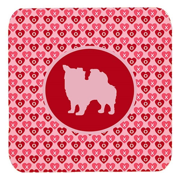 Carolines Treasures Chihuahua Longhair Valentine Hearts Foam Coasters, 3.5 x 3.5 in., 4PK - SDK1098-A-FC