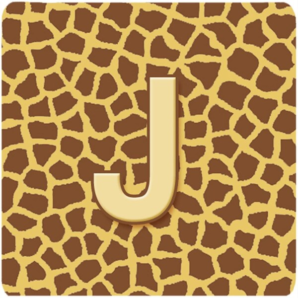Carolines Treasures Monogram - Giraffe Foam Coasters- Initial Letter J, 3.5 x 3.5 in., 4PK - CJ1025-JFC
