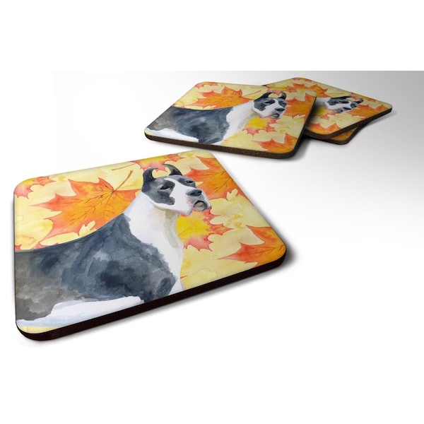 Carolines Treasures Harlequin Great Dane Fall Foam Coaster, 3.5 x 3.5 in. - Set of 4 - BB9904FC