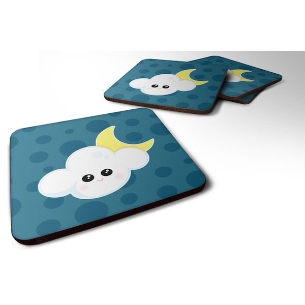 Carolines Treasures Weather Cloudy Moon Face Foam Coasters - Set of 4 - BB7154FC