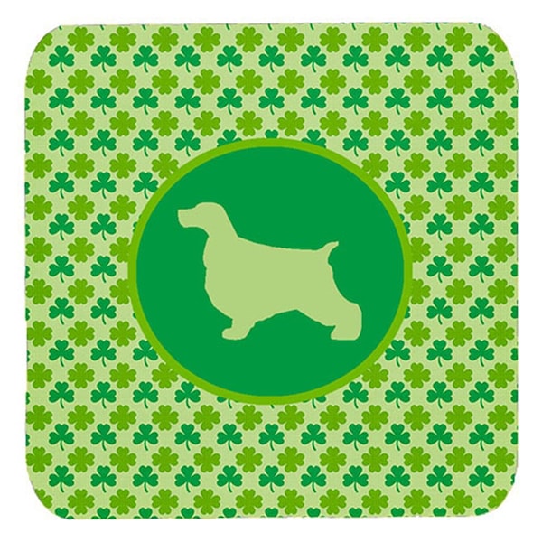 Carolines Treasures English Cocker Spaniel Lucky Shamrock Foam Coasters- Set of 4 - SDK1026-C-FC