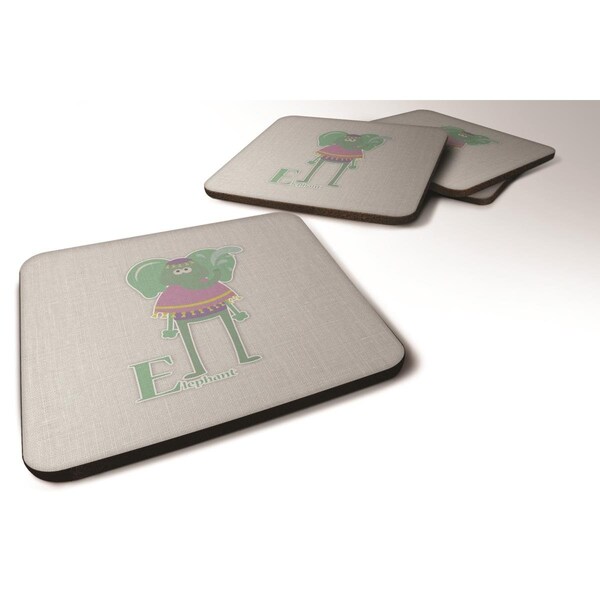 Carolines Treasures Alphabet E For Elephant Foam Coasters - Set of 4 - BB5730FC