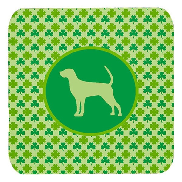 Carolines Treasures Coonhound Lucky Shamrock Foam Coasters- Set of 4 - SDK1118-C-FC