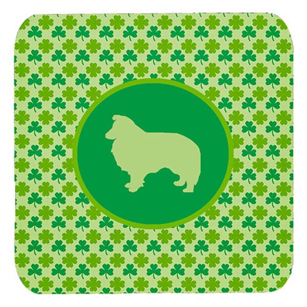 Carolines Treasures Sheltie Lucky Shamrock Foam Coasters- Set of 4 - SDK1148-C-FC