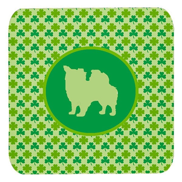 Carolines Treasures Chihuahua Longhair Lucky Shamrock Foam Coasters- Set of 4 - SDK1098-C-FC