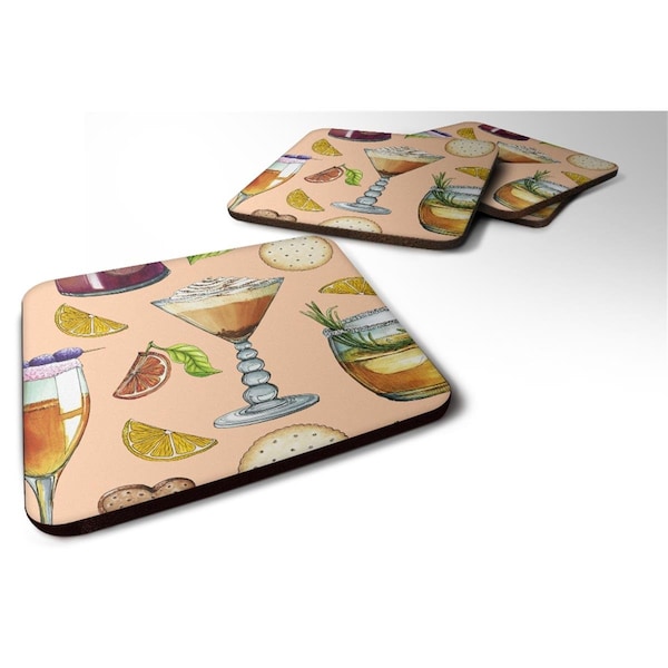 Carolines Treasures Drinks and Cocktails Peach Foam Coaster, Set of 4 - BB5200FC