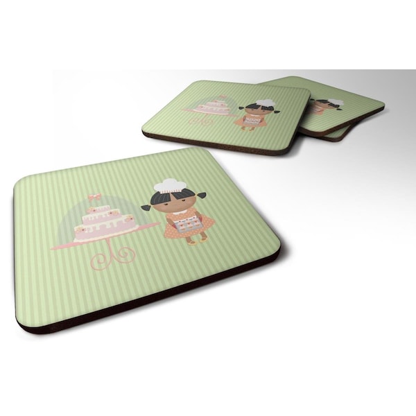 Carolines Treasures Cake Baker African American Green Foam Coasters - Set of 4 - BB7259FC