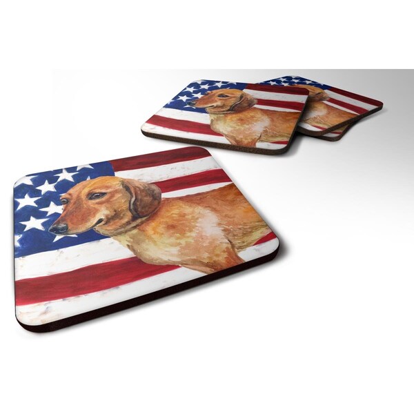 Carolines Treasures Dachshund Patriotic Foam Coaster, 3.5 x 3.5 in. - Set of 4 - BB9652FC