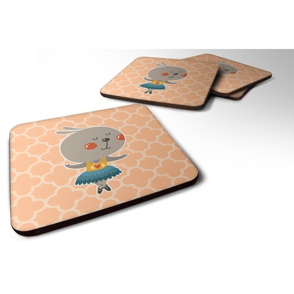 Carolines Treasures Ballerina Rabbit Foam Coasters - Set of 4 - BB6727FC