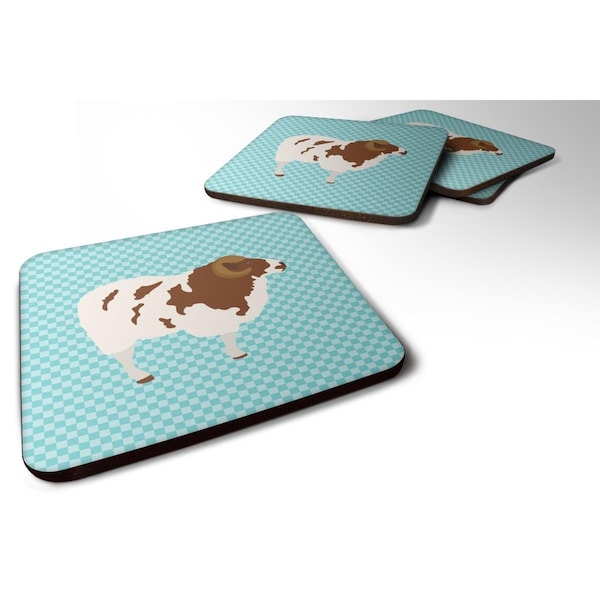 Carolines Treasures Jacob Sheep Blue Check Foam Coaster, Set of 4 - BB8149FC