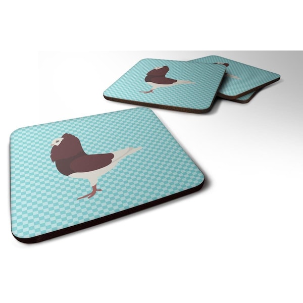Carolines Treasures Capuchin Red Pigeon Blue Check Foam Coaster, Set of 4 - BB8122FC