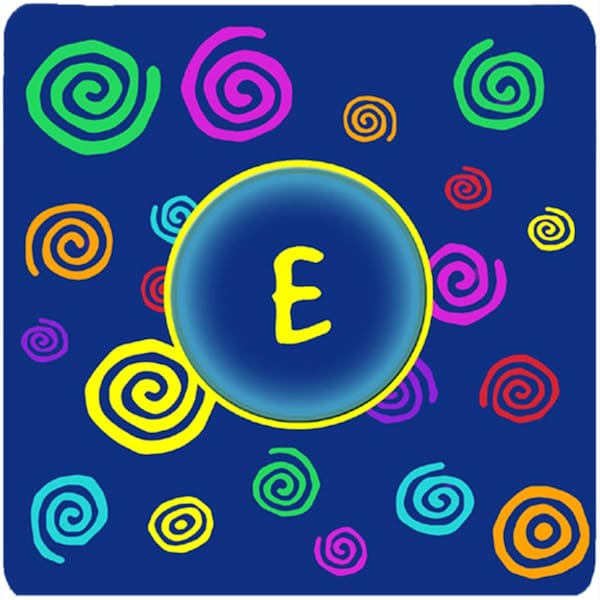 Carolines Treasures Monogram - Blue Swirls Foam Coasters Initial Letter E- Set of 4 - CJ1011-EFC